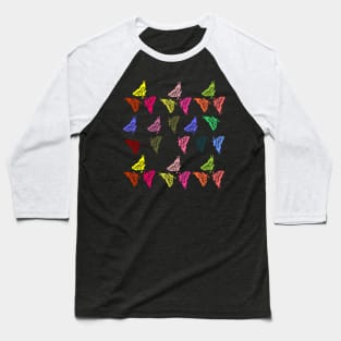 Colorful Butterfly Line Art Baseball T-Shirt